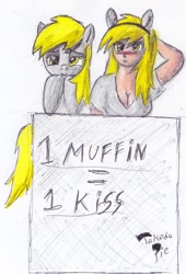 Size: 652x960 | Tagged: safe, artist:takedapie, character:derpy hooves, species:human, species:pony, g4, human ponidox, humanized, ponidox, species swap, traditional art