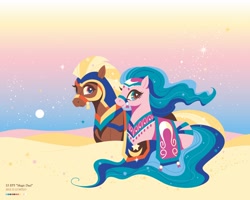 Size: 1000x800 | Tagged: safe, artist:nitlo, character:amira, character:haakim, species:pony, episode:magic duel, g4, my little pony: friendship is magic, desert, duo, duo male and female, female, heart eyes, looking at you, male, mare, moon, saddle arabia, saddle arabian, sky, stallion, stars, wingding eyes