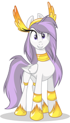 Size: 2135x3751 | Tagged: safe, artist:le-23, oc, oc:athena (shawn keller), species:pegasus, species:pony, g4, barely pony related, digital art, eyelashes, female, grin, guardian of the three kingdoms, guardians of pondonia, jewelry, looking at you, mare, margarita paranormal, necklace, pegasus oc, regalia, simple background, smiling, solo, transparent background, vector