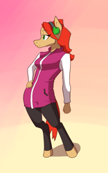 Size: 625x1000 | Tagged: safe, artist:pashoo, oc, oc only, oc:spinner, species:anthro, species:earth pony, species:pony, species:unguligrade anthro, g4, clothing, headphones, pants, simple background