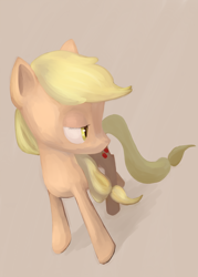 Size: 1000x1395 | Tagged: safe, artist:pashoo, character:applejack, species:earth pony, species:pony, g4, hatless, missing accessory, sad, simple background