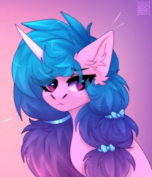 Size: 1027x1200 | Tagged: safe, artist:sgertly, character:izzy moonbow, species:pony, species:unicorn, g5, bust, cute, ear fluff, gradient hair, solo