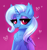 Size: 1563x1679 | Tagged: safe, artist:confetticakez, character:trixie, species:bat pony, species:pony, species:unicorn, g4, blep, chest fluff, cute little fangs, ear fluff, fangs, female, heart, lidded eyes, mare, sharp teeth, simple background, solo, species swap, tongue out