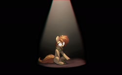 Size: 1882x1155 | Tagged: safe, artist:rexyseven, oc, oc only, oc:rusty gears, species:earth pony, species:pony, g4, clothing, female, glowing eyes, mare, scarf, socks, solo, spotlight, tail