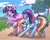 Size: 2048x1638 | Tagged: safe, artist:konejo, character:rainbow dash, character:twilight sparkle, character:twilight sparkle (alicorn), species:alicorn, species:pegasus, species:pony, g4, ass, blushing, butt, dialogue, dock, duo, female, frog (hoof), hooves, innuendo, looking back, mare, open mouth, plot, pushing, rainbutt dash, rump push, signature, sweat, sweatdrop, the ass was fat, twibutt, underhoof