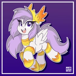 Size: 1200x1200 | Tagged: safe, artist:partylikeanartist, oc, oc only, oc:athena (shawn keller), species:pegasus, species:pony, g4, absurd resolution, armor, eye clipping through hair, eyebrows, eyebrows visible through hair, female, guardians of pondonia, looking at you, mare, open mouth, pegasus oc, solo