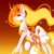 Size: 1080x1080 | Tagged: safe, artist:tessa_key_, character:daybreaker, character:princess celestia, species:alicorn, species:pony, g4, clothing, curved horn, ear fluff, female, gradient background, hoof shoes, horn, jewelry, mare, necklace, peytral, shoes, smiling, solo, wings