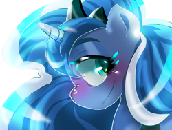 Size: 1024x768 | Tagged: safe, artist:jully-park0208, character:princess luna, species:alicorn, species:pony, g4, crown, jewelry, profile, regalia, smiling, solo