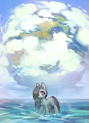 Size: 872x1200 | Tagged: safe, artist:mirroredsea, character:marble pie, species:earth pony, species:pony, g4, beautiful, complex background, sea, solo