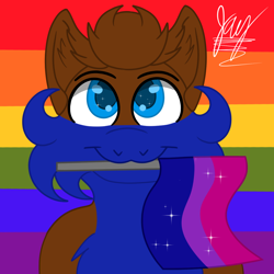 Size: 1200x1200 | Tagged: safe, artist:jay_wackal, oc, oc only, oc:rubik, species:earth pony, species:pony, g4, bisexual pride flag, gay pride flag, lgbt, pride, solo