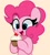 Size: 1076x1200 | Tagged: safe, artist:kittyrosie, character:pinkie pie, species:earth pony, species:pony, g4, bust, cupcake, cute, food, happy, open mouth, simple background, smiling, solo