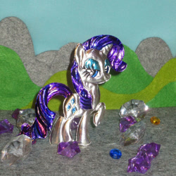 Size: 1024x1024 | Tagged: safe, alternate version, artist:malte279, character:rarity, species:pony, species:unicorn, g4, craft, embossing, irl, jewel, metal foil, photo