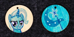 Size: 1024x513 | Tagged: safe, artist:malte279, character:trixie, species:pony, species:unicorn, g4, craft, cutie mark, female, jewelry, necklace, pendant, traditional art, wood
