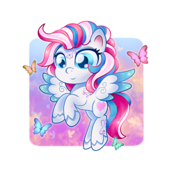 Size: 1980x1980 | Tagged: safe, artist:eris azure, manebooru original, character:star catcher, species:pegasus, species:pony, g3, my little pony:pony life, butterfly, cute, g3 to g4.5, generation leap, simple background, solo, transparent background