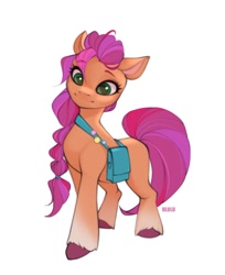Size: 981x1200 | Tagged: safe, artist:u_lu_lu, character:sunny starscout, species:earth pony, species:pony, g5, cute, satchel, simple background, solo, standing, sunnybetes, white background