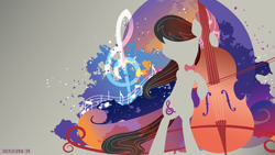 Size: 3840x2160 | Tagged: safe, artist:sambaneko, character:octavia melody, species:earth pony, species:pony, g4, license:cc-by-nc-nd, abstract background, cello, cello bow, cutie mark, digital art, female, mare, musical instrument, playing instrument, silhouette, solo, vector