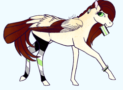 Size: 1138x834 | Tagged: safe, artist:temp, oc, oc:jolene, species:changeling, species:pegasus, species:pony, g4, agender, agender pride flag, disguised changeling, nonbinary, pride, pride month, solo, ych result