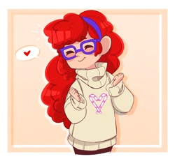 Size: 1200x1094 | Tagged: safe, artist:syrupyyy, character:twist, species:human, g4, clothing, cute, humanized, solo, species swap, sweater, twistabetes, weapons-grade cute