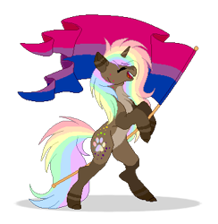 Size: 346x354 | Tagged: safe, artist:mintoria, base used, oc, oc:cocoa swirl, species:pony, species:unicorn, g4, bisexual pride flag, digital art, female, mare, pixel art, pride, pride flag, simple background, solo, transparent background