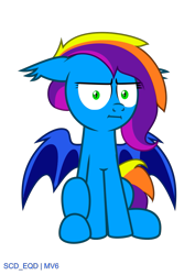 Size: 771x1090 | Tagged: safe, artist:s-class-destroyer, artist:sakurastageani, base used, species:bat pony, species:pony, g4, digital art, ear fluff, expressionless face, female, floppy ears, i mean i see, looking at you, meme, simple background, sitting, solo, solo female, stare, transparent background, vector, wings