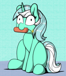 Size: 446x512 | Tagged: safe, artist:llametsul, character:lyra heartstrings, species:pony, species:unicorn, newbie artist training grounds, g4, atg 2021, derp, dynamite, explosives, female, l.u.l.s., mare, simple background, solo, stupidity, this will end in death, this will end in explosions, too dumb to live