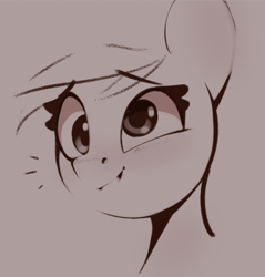 Size: 628x658 | Tagged: safe, artist:rexyseven, character:derpy hooves, species:pegasus, species:pony, g4, bust, female, mare, monochrome, sketch, smiling, solo