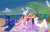Size: 1024x665 | Tagged: safe, artist:sallycars, character:princess cadance, character:princess celestia, character:princess luna, character:shining armor, character:twilight sparkle, character:twilight sparkle (alicorn), species:alicorn, species:pony, species:unicorn, g4, beach, beach towel, beverage, book, butt, cap, clothing, digital art, game boy, hat, hawaiian shirt, lying down, ms paint, outdoors, palm tree, plot, prone, shirt, sitting, sun hat, sunglasses, tree