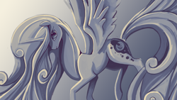 Size: 1920x1080 | Tagged: safe, artist:sambaneko, character:princess luna, species:alicorn, species:pony, g4, license:cc-by-nc-nd, cutie mark, female, horn, large voluminous hair, looking at you, mare, monochrome, solo, spread wings, tail, wings