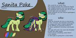 Size: 4096x2048 | Tagged: safe, artist:gangrene, oc, oc only, oc:sanita poke, species:earth pony, species:pony, g4, female, mare, original species, reference sheet, simple background, solo, tentacles