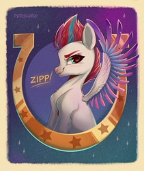Size: 1015x1200 | Tagged: safe, artist:harellysad, character:zipp storm, species:pegasus, species:pony, g5, bust, colored wingtips, multicolored wings, portrait, solo, wings