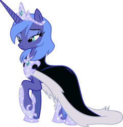 Size: 1920x1992 | Tagged: safe, artist:tales-fables, base used, character:princess luna, species:alicorn, species:pony, g4, absurd resolution, cloak, clothing, crown, digital art, female, jewelry, mare, regalia, s1 luna, simple background, solo, story included, transparent background, vector