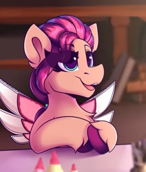 Size: 1019x1200 | Tagged: safe, artist:shadowreindeer, character:sunny starscout, species:earth pony, species:pony, g5, bust, cute, fake wings, scene interpretation, unshorn fetlocks