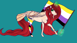 Size: 1920x1080 | Tagged: safe, artist:temp, oc, oc:gingersnaps, species:alicorn, species:pony, g4, nonbinary, pride, pride flag, pride month, solo, ych result