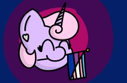 Size: 1824x1200 | Tagged: safe, artist:melodysketch, oc, oc:melody sketch, species:pony, species:unicorn, g4, bisexual, bisexual pride flag, ear piercing, earring, female, happy, jewelry, piercing, pride, pride flag, solo, transgender, transgender pride flag