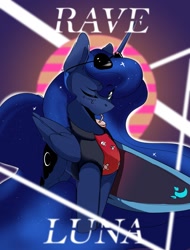 Size: 913x1200 | Tagged: safe, artist:therealf1rebird, character:princess luna, species:alicorn, species:pony, g4, clothing, female, high res, horn, looking at you, mare, solo, wings