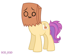 Size: 1090x771 | Tagged: safe, artist:s-class-destroyer, oc, oc:paper bag, species:earth pony, species:pony, g4, digital art, female, owo, paper, paper bag, simple background, solo, solo female, sticker, tape, transparent background, vector