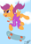 Size: 1237x1749 | Tagged: safe, artist:sketchiix3, character:scootaloo, species:pegasus, species:pony, g4, clothing, cloud, female, filly, hoodie, motion lines, open mouth, scootaloo can fly, signature, skateboard, skaterloo, skating, sky, solo, three quarter view, young