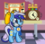 Size: 1920x1900 | Tagged: safe, artist:dinkyuniverse, character:minuette, species:pony, species:unicorn, newbie artist training grounds, g4, adorkable, atg 2021, bow, braces, clock, cute, dork, female, filly, filly minuette, grin, hair bow, invention, minubetes, science fair, smiling, solo, young, younger