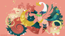 Size: 3840x2160 | Tagged: safe, artist:spacekitty, character:somnambula, species:pegasus, species:pony, g4, license:cc-by-nc-nd, abstract background, clothing, digital art, dress, female, headdress, jewelry, mare, necklace, orange background, rearing, see-through, silhouette, simple background, solo, spread wings, tail, vector, wings