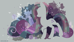 Size: 3840x2160 | Tagged: safe, artist:sambaneko, character:marble pie, species:earth pony, species:pony, g4, license:cc-by-nc-nd, abstract background, cutie mark, digital art, female, gray background, mare, silhouette, simple background, solo, vector