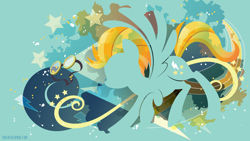Size: 3840x2160 | Tagged: safe, artist:sambaneko, character:lightning dust, species:pegasus, species:pony, g4, license:cc-by-nc-nd, abstract background, cutie mark, digital art, female, goggles, mare, silhouette, solo, spread wings, vector, wings
