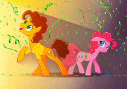 Size: 1024x725 | Tagged: safe, artist:stasysolitude, character:cheese sandwich, character:pinkie pie, species:earth pony, species:pony, episode:pinkie pride, g4, my little pony: friendship is magic, confetti, lullaby for a princess, sad, shadow, shine, song parody, song reference