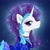 Size: 2048x2048 | Tagged: safe, artist:turtletroutstudios, character:rarity, species:pony, species:unicorn, g4, abstract background, alternate hairstyle, clothing, eyeshadow, female, high res, jewelry, looking at you, makeup, mare, profile, retro, solo, watermark