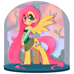 Size: 2500x2500 | Tagged: safe, artist:syrupyyy, character:fluttershy, species:anthro, species:centaur, g4, blushing, centaurified, centaurshy, choker, clothing, female, grass, jewelry, necklace, open mouth, shirt, skirt, solo, species swap, taur, tree