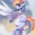Size: 3000x3000 | Tagged: safe, artist:kencee6, character:rainbow dash, species:pegasus, species:pony, g4, butt, ear fluff, female, flying, frog (hoof), hooves, leg fluff, looking at you, mare, plot, profile, solo, underhoof