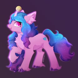 Size: 1200x1200 | Tagged: safe, artist:nyota71, character:izzy moonbow, species:pony, species:unicorn, g5, ball, chest fluff, childproof horn, cute, cutie mark, ear fluff, horn, izzybetes, solo, tennis ball, toy, unshorn fetlocks