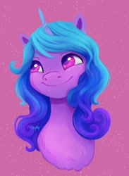 Size: 880x1200 | Tagged: safe, artist:saphira_pone, character:izzy moonbow, species:pony, species:unicorn, g5, bust, cute, gradient hair, izzybetes, smug, solo, sparkles