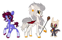 Size: 1280x836 | Tagged: safe, artist:webkinzworld, species:earth pony, species:pegasus, species:pony, g4, coat markings, colored wings, crossover, edalyn clawthorne, king (the owl house), leg fluff, luz noceda, ponified, socks (coat marking), species swap, the owl house, wings