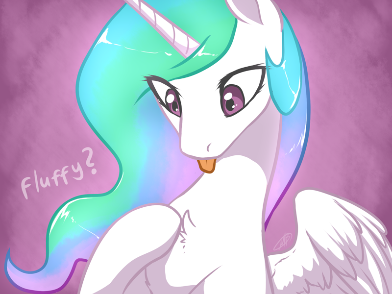 Size: 2080x1560 | Tagged: safe, artist:megabait, manebooru spotlight, character:princess celestia, species:alicorn, species:pony, g4, abstract background, blep, bust, chest fluff, cute, cutelestia, female, fluffy, portrait, princess, simple background, tongue out
