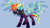 Size: 1280x720 | Tagged: safe, artist:rutkotka, character:rainbow dash, species:pegasus, species:pony, g4, blue background, clothing, costume, shadowbolts, shadowbolts costume, simple background, solo, spread wings, wings